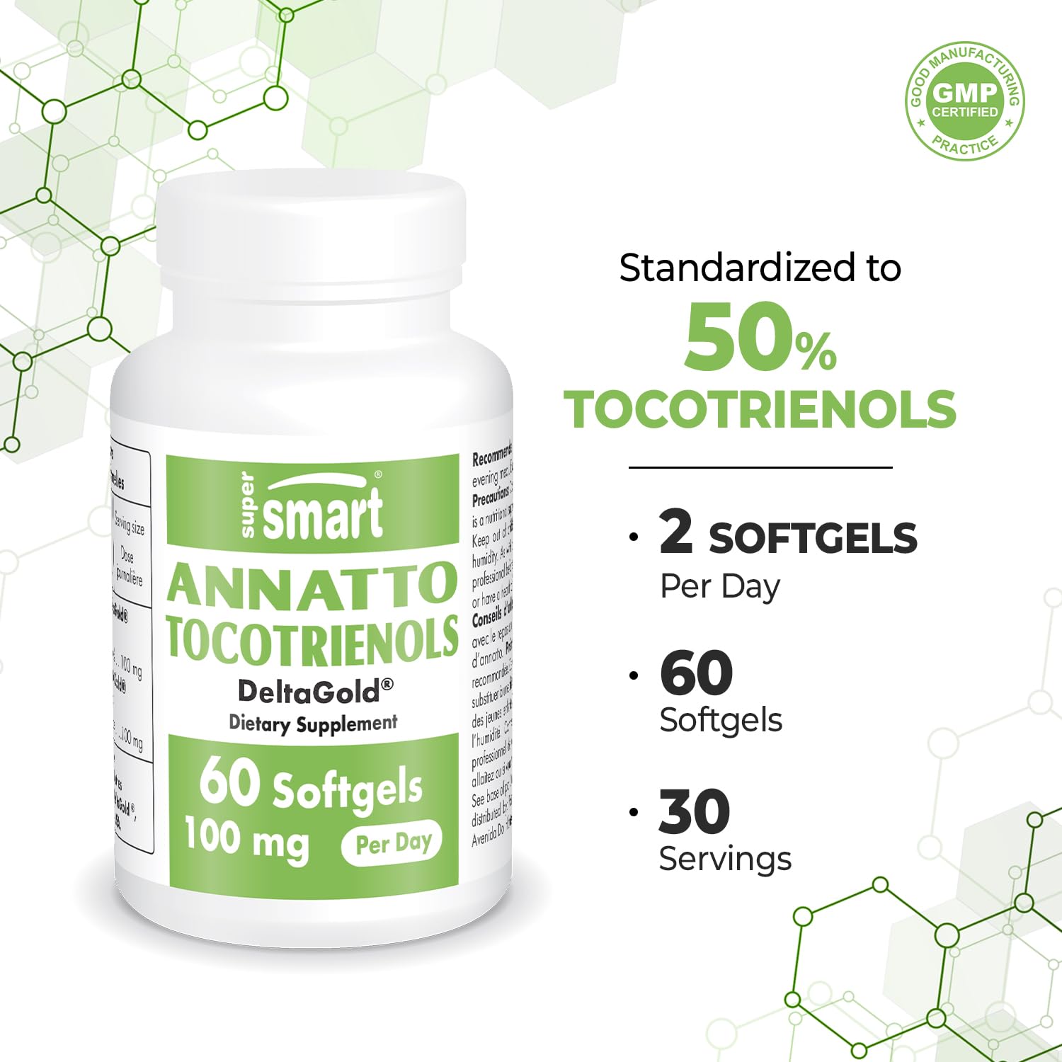 Etiqueta DeltaGold destacando Vitamina E y componentes