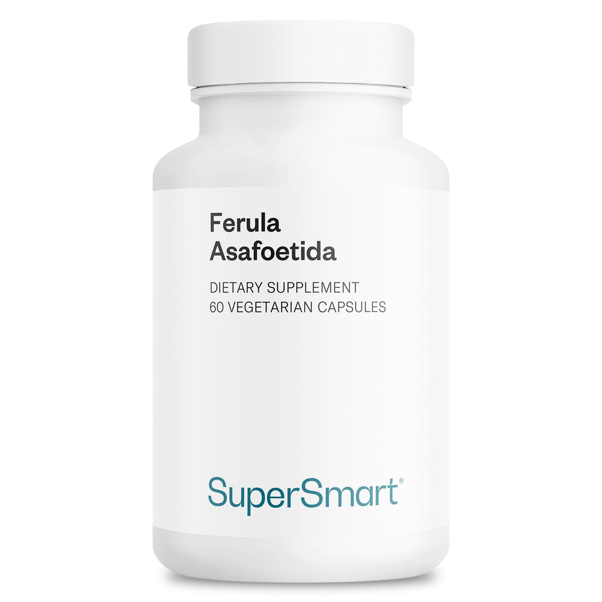 Supersmart Ferula Asafoetida cápsulas: frasco de 60 unidades para uso vegetariano diario.