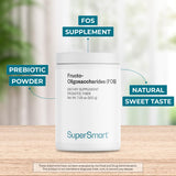 Etiqueta de Supersmart Fructo Oligosacáridos con información clara de uso.