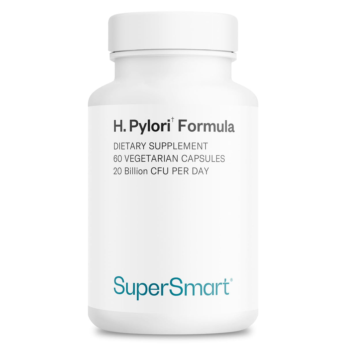 Supersmart H-Pylori Formula, botella con 60 cápsulas, dosis diaria conveniente.