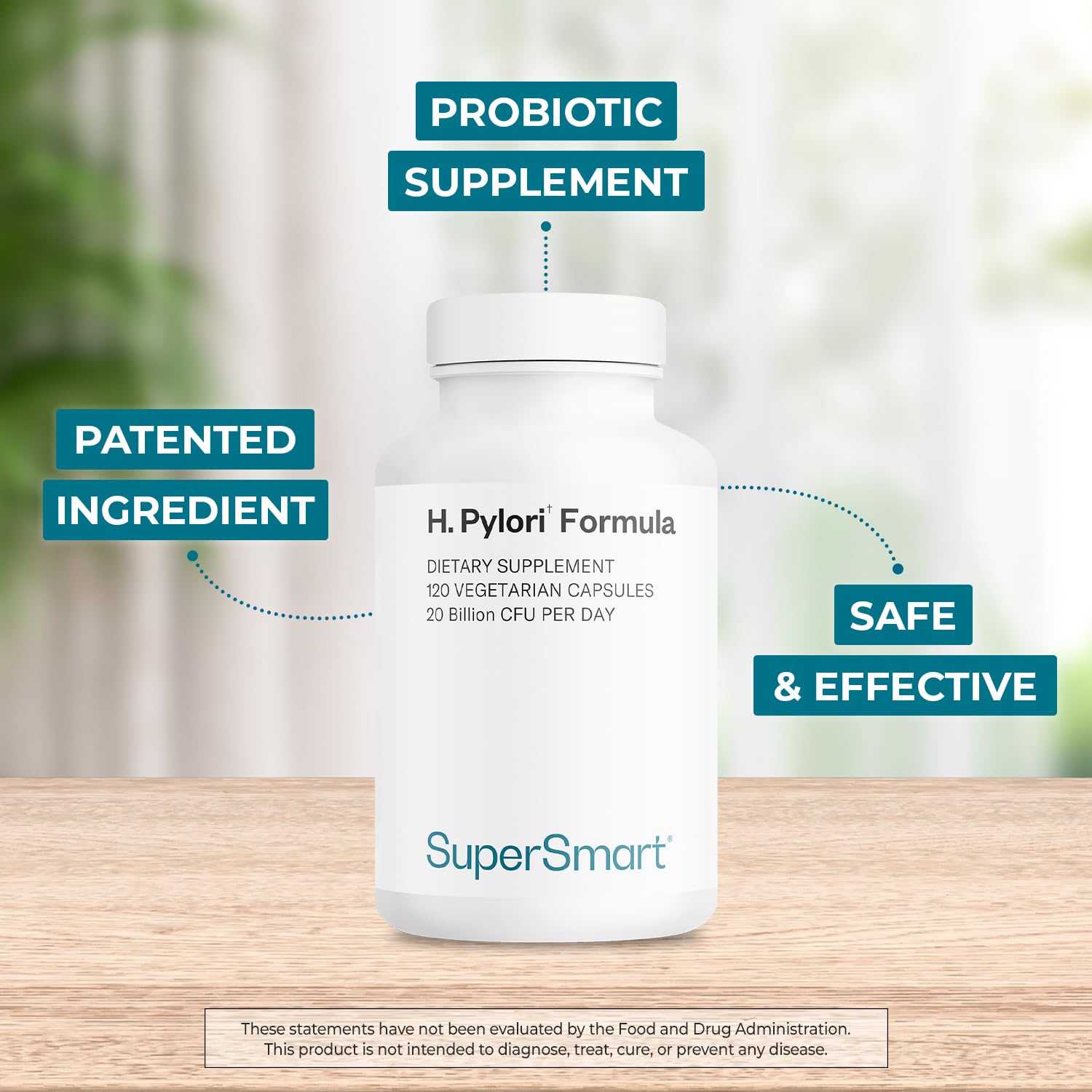 Supersmart H. Pylori Formula, cápsulas; contiene 20 mil millones CFU para uso diario.