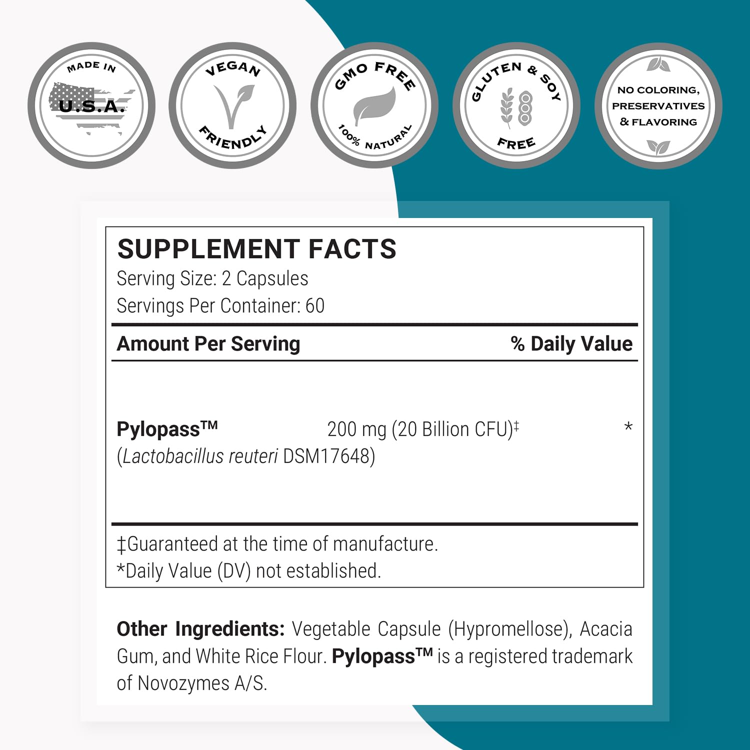 Supersmart H. Pylori Formula, tomando dos cápsulas al día, uso práctico diario.