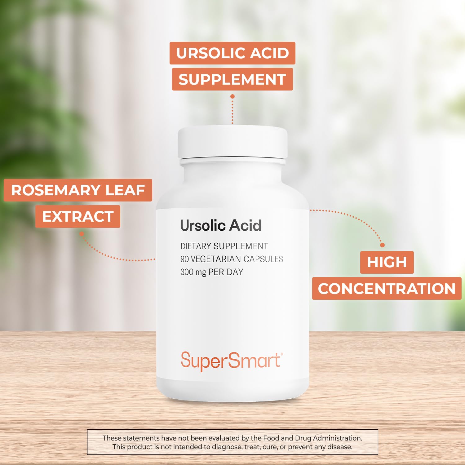 Supersmart: hojas de romero frescas, fuente natural de ácido ursólico para el producto.