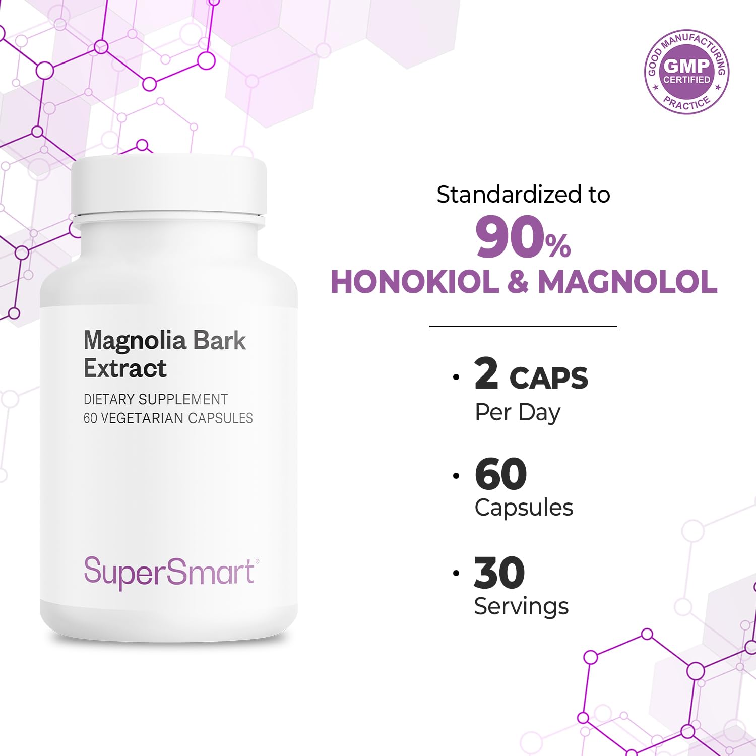 Supersmart Magnolia Bark: dosis diaria recomendada para uso simple.
