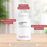 Supersmart probiótico Lactobacillus Reuteri en cápsulas para cuidado digestivo.