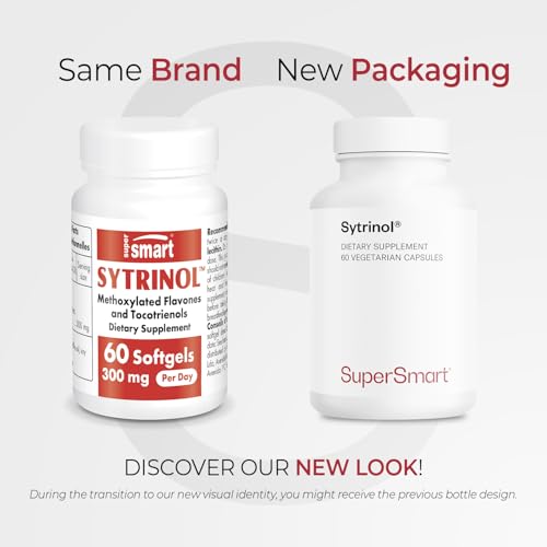 Supersmart Sytrinol, primer plano de cápsula blanda, posible apoyo antioxidante en cada dosis.