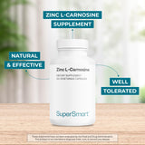 Caja de Supersmart Zinc L-Carnosina con información clara de ingredientes.