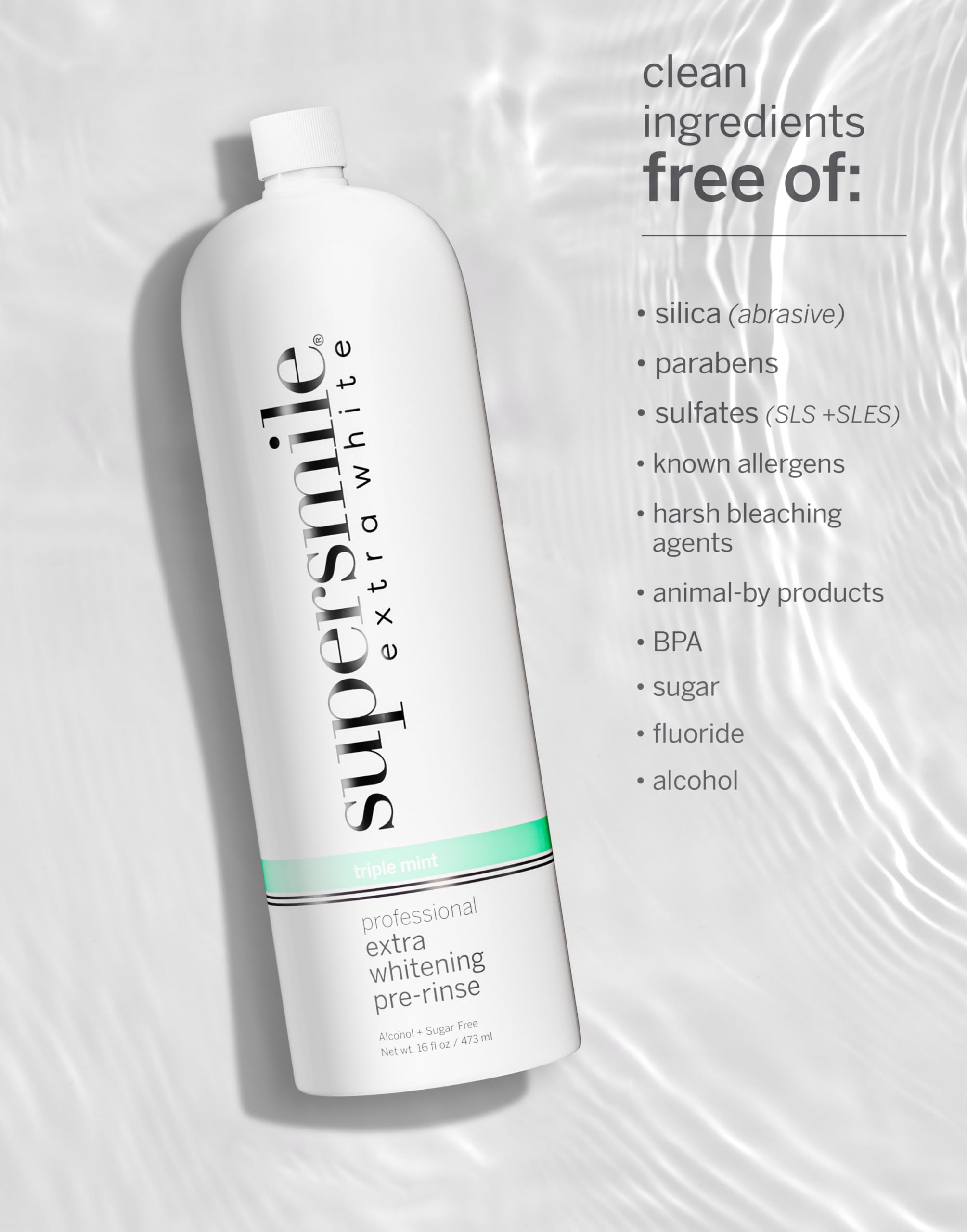 Envase de Supersmile con diseño práctico para uso diario.
