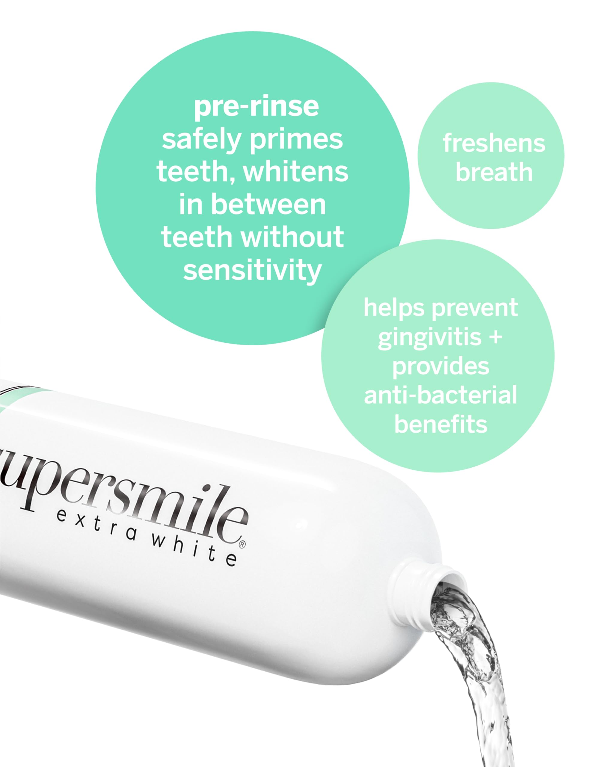 Supersmile pre-enjuague botella-uso-diario: ideal para empezar la rutina matutina.
