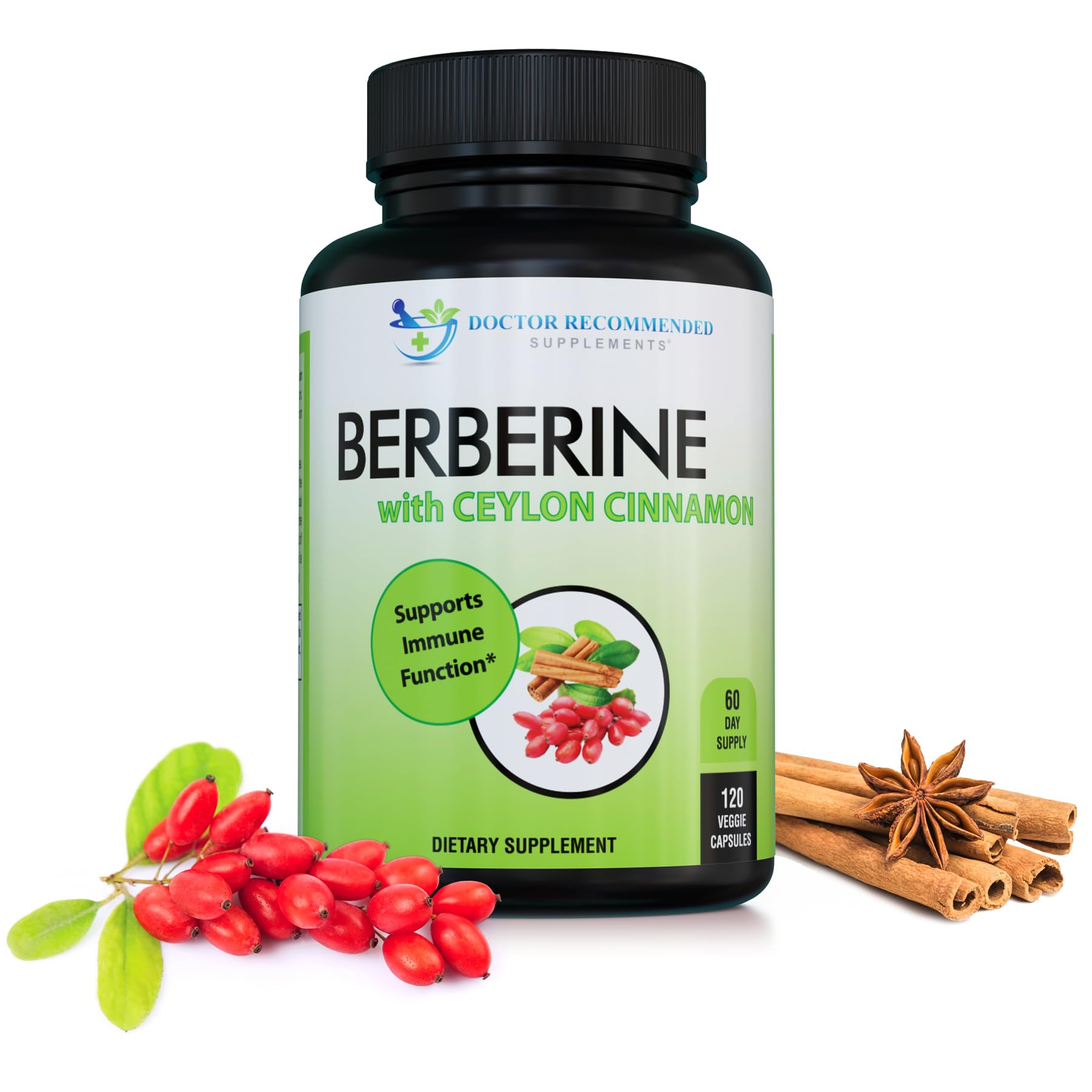 SUPLEMENTOS RECOMENDADOS POR DOCTORES berberina con canela Ceilán, botella de cápsulas para bienestar diario