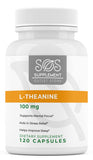 SOS L-Theanine de Supplement Outlet Store en caja, foco en el empaque y claridad de información.