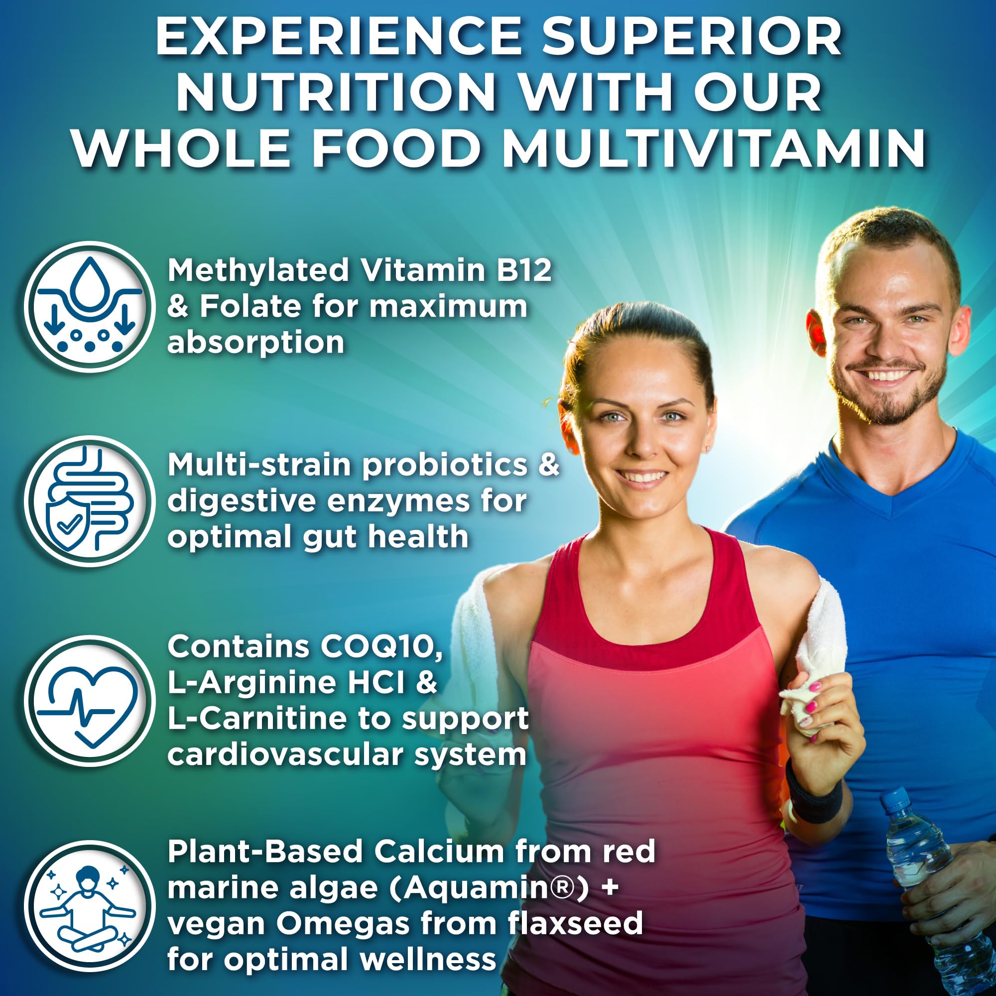 SUPPLEMENTS STUDIO Multivitamin etiqueta frente, información clara de nutrientes y calidad.