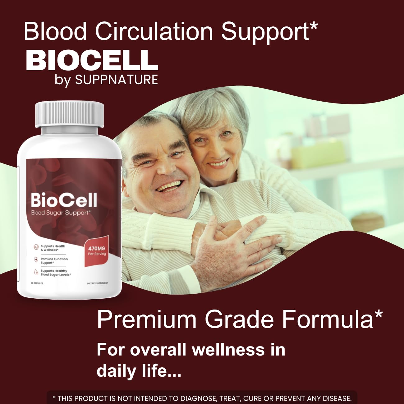 SuppNature Bio Cell Capsules, etiqueta frontal, identifica la fórmula avanzada fácilmente.