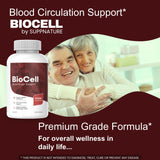 SuppNature Bio Cell Capsules, etiqueta frontal, identifica la fórmula avanzada fácilmente.