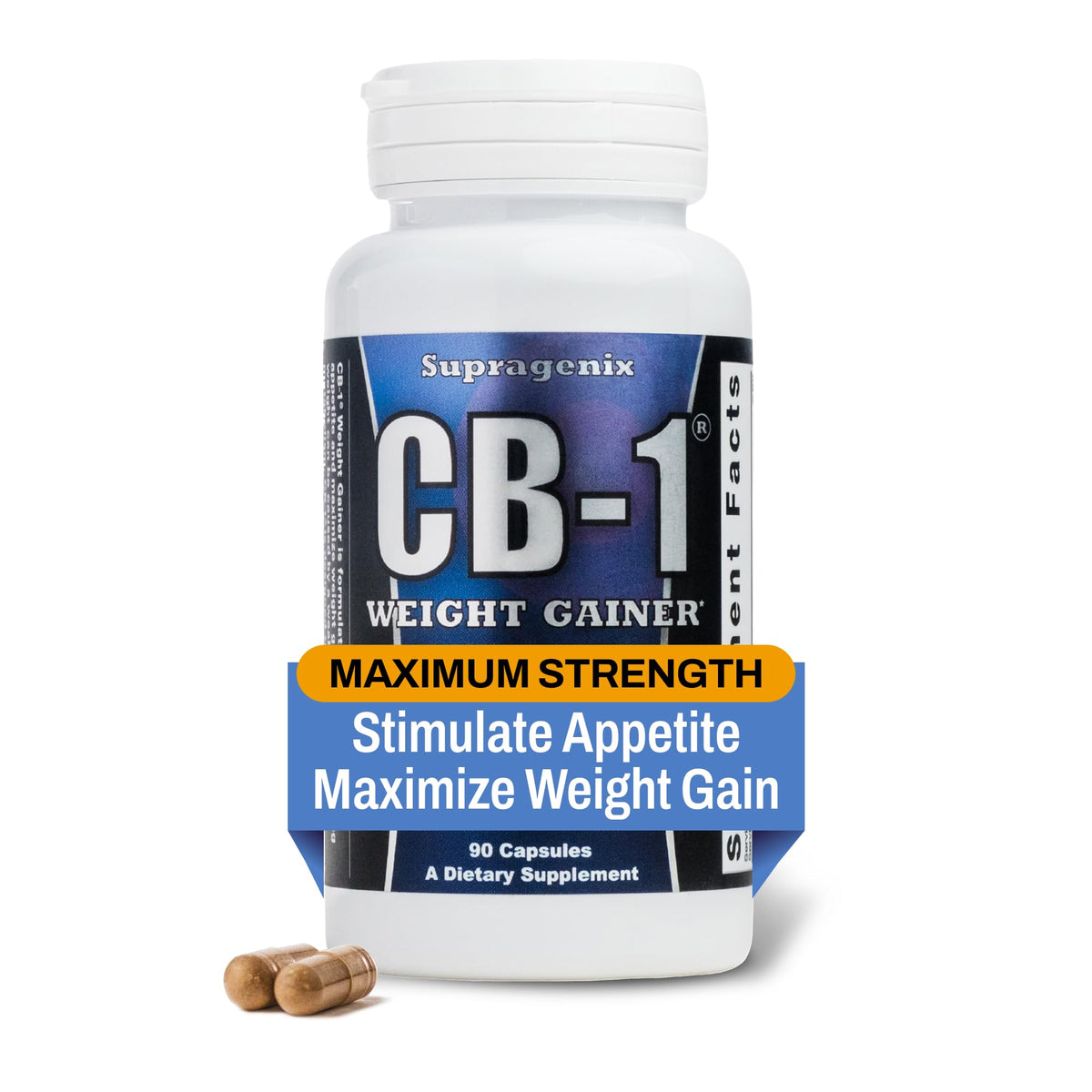 Supragenix CB-1 bottle front view for weight gain support.