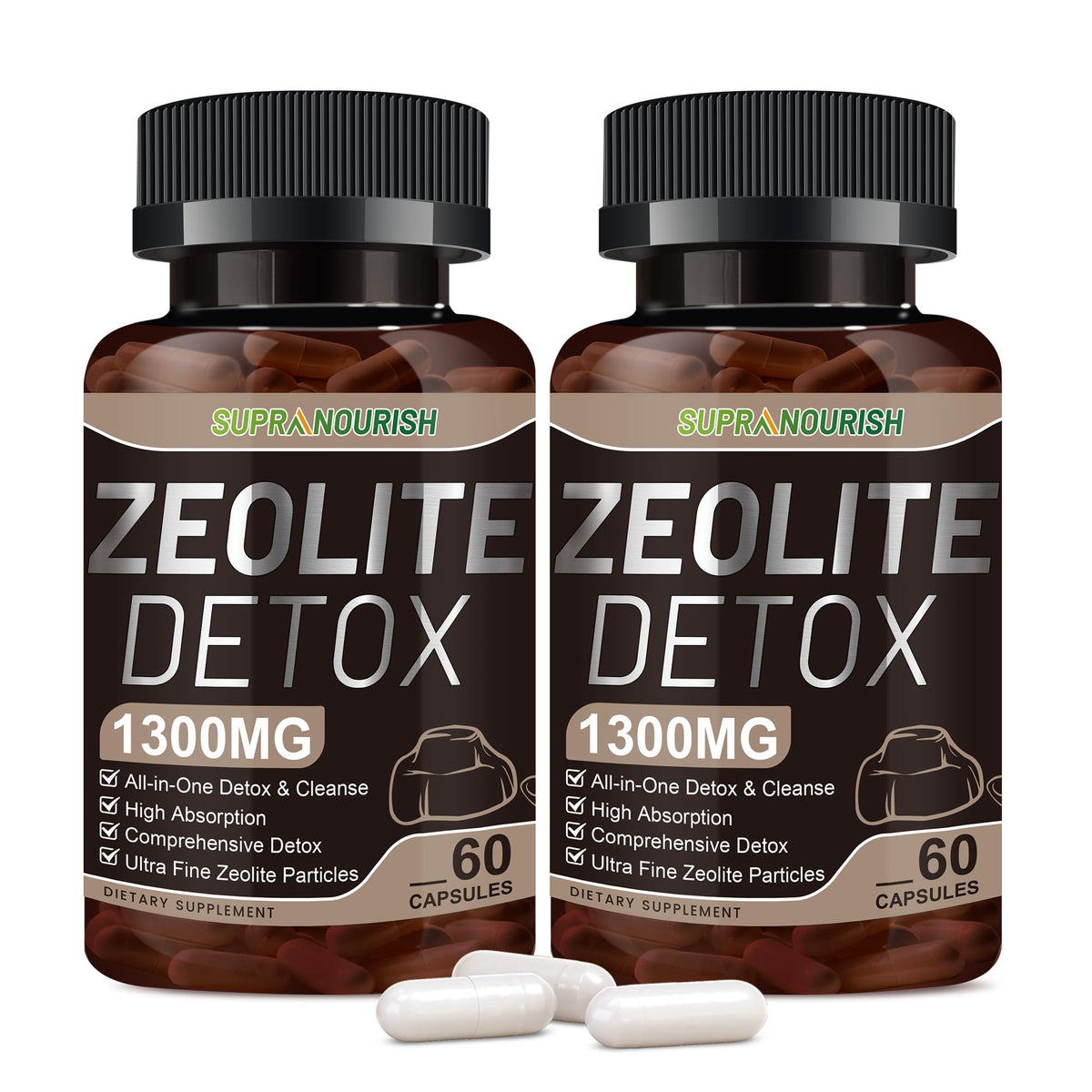SUPRANOURISH Zeolite Detox: cápsula multi-activas para apoyo digestivo y hepático.