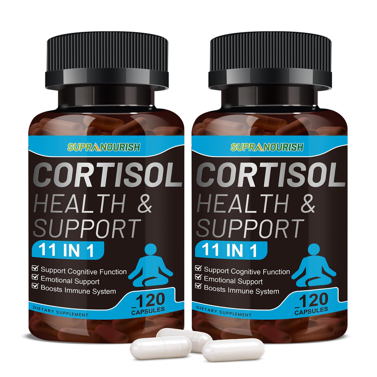 SUPRANOURISH Cortisol Manager: botella visible para equilibrio diario y energía sostenida