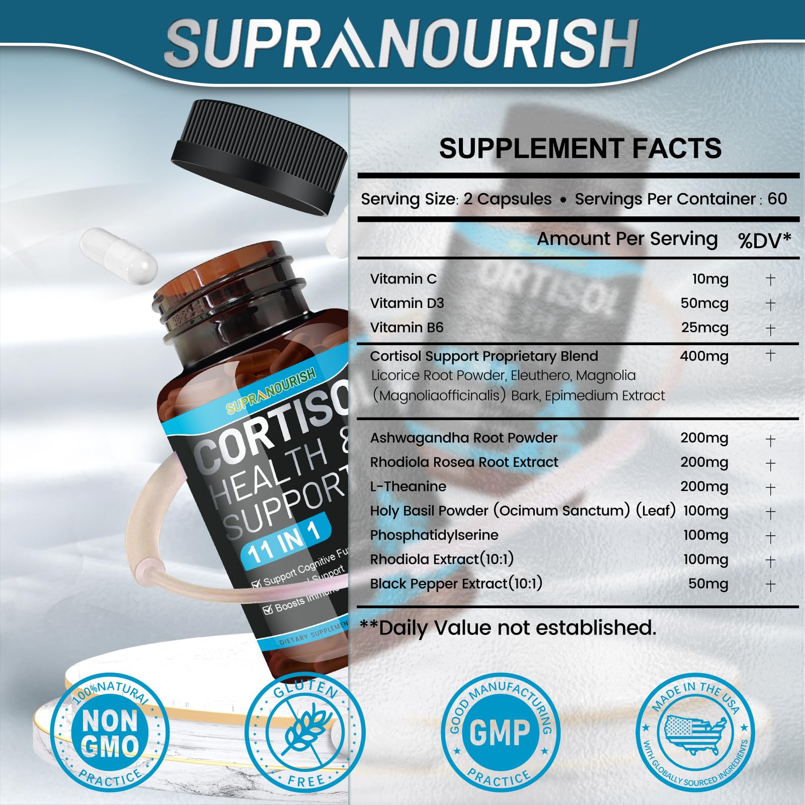 SUPRANOURISH Cortisol Manager: cápsulas fáciles de tragar para la rutina diaria