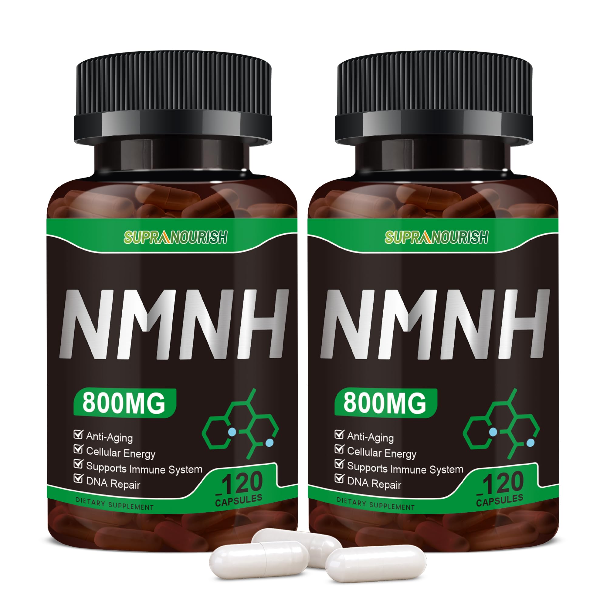 SUPRANOURISH NMNH cápsulas 800 mg para energía diaria y vitalidad.