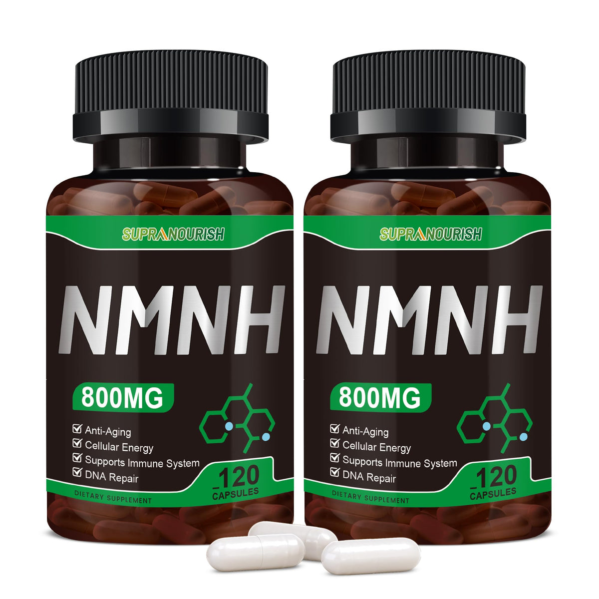 SUPRANOURISH NMNH cápsulas 800 mg para energía diaria y vitalidad.