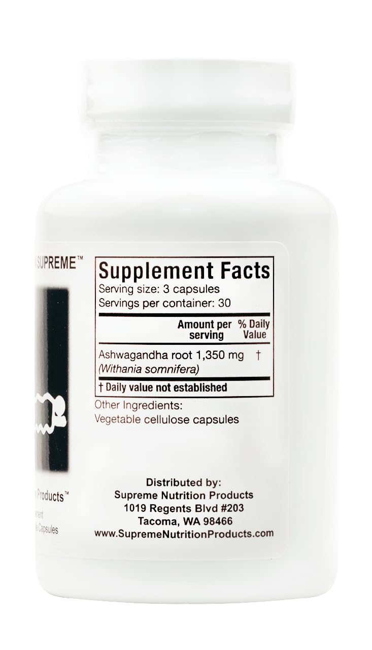 Capsulas en primer plano, Ashwagandha Supreme, opción vegetariana para tu rutina diaria.