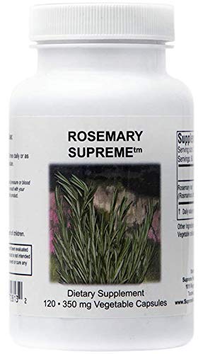 Botella de Supreme Nutrition Rosemary Supreme, cápsulas de romero puro para uso diario.