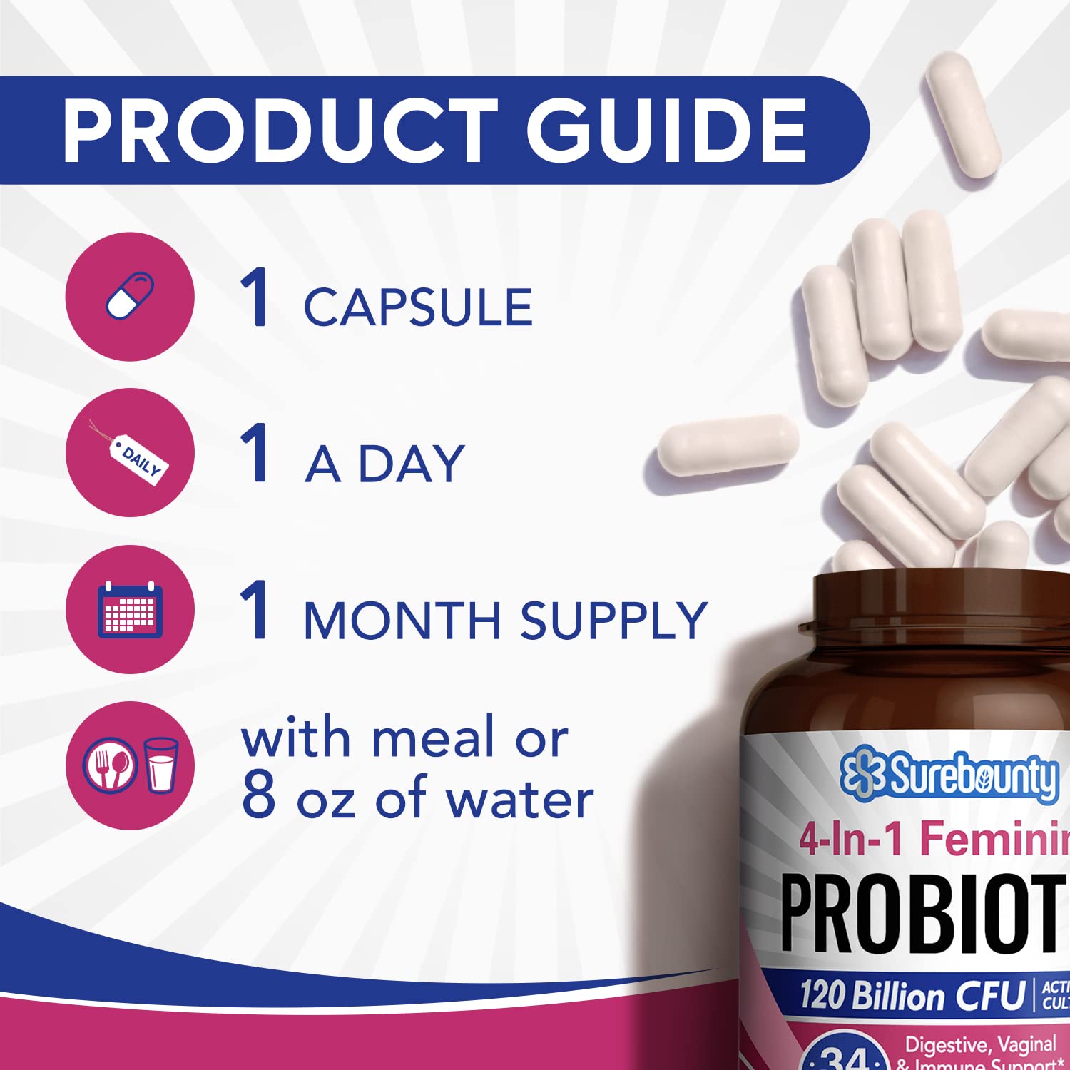 Surebounty Probiotics con enzimas digestivas: mejora la digestión diaria.