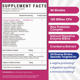 Surebounty Probiotics para Mujeres: botella con 34 cepas para equilibrio vaginal.