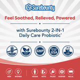 Uso diario de Surebounty Probiotics para apoyar equilibrio intestinal y bienestar general.