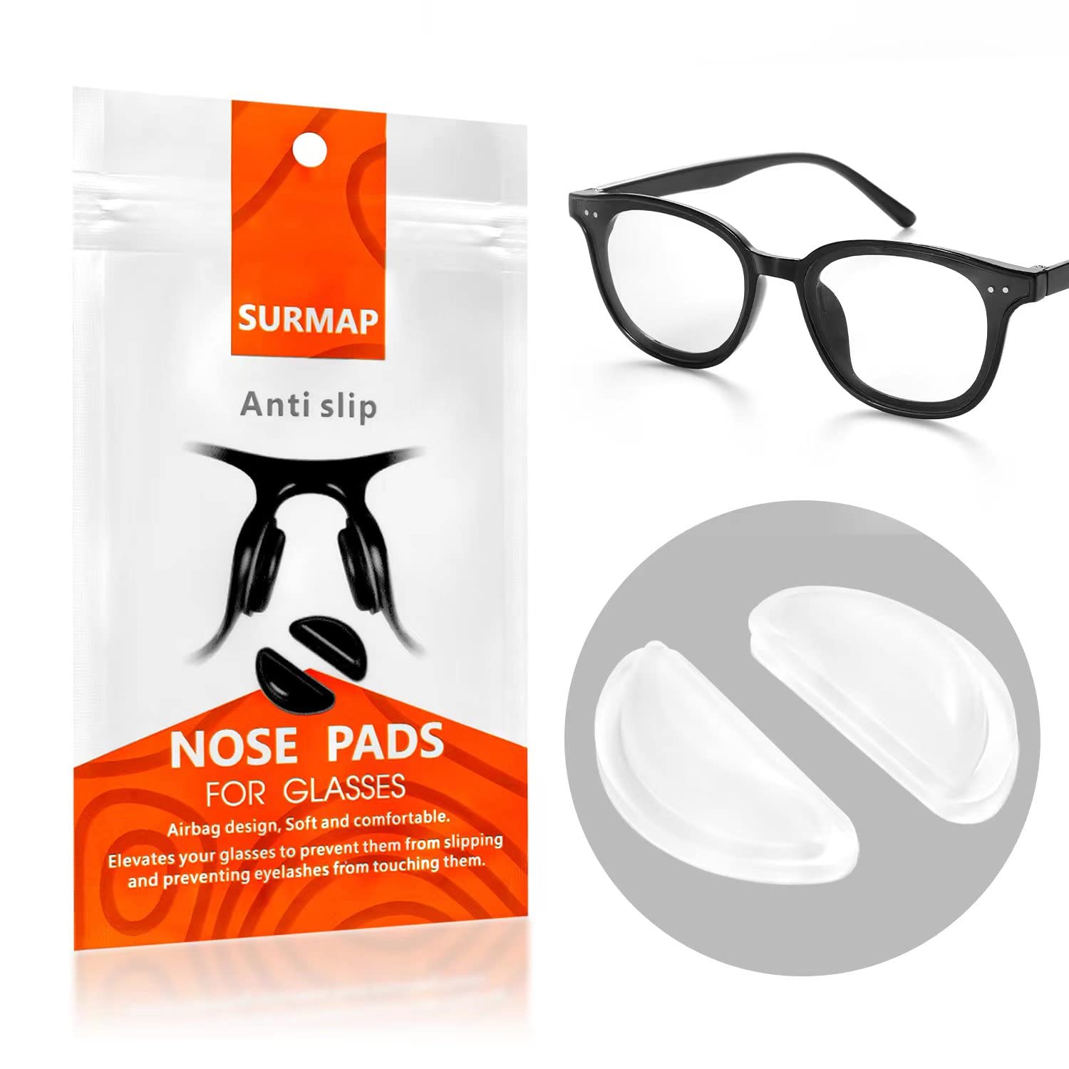 SURMAP Almohadillas nasales ergonómicas para gafas, diseño cómodo que se adapta al contorno.
