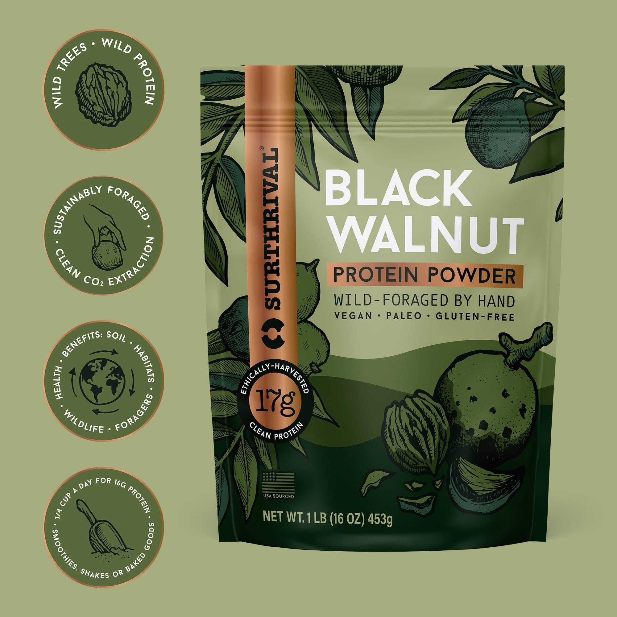 Proteína de nuez negra Surthrival recolección en campo