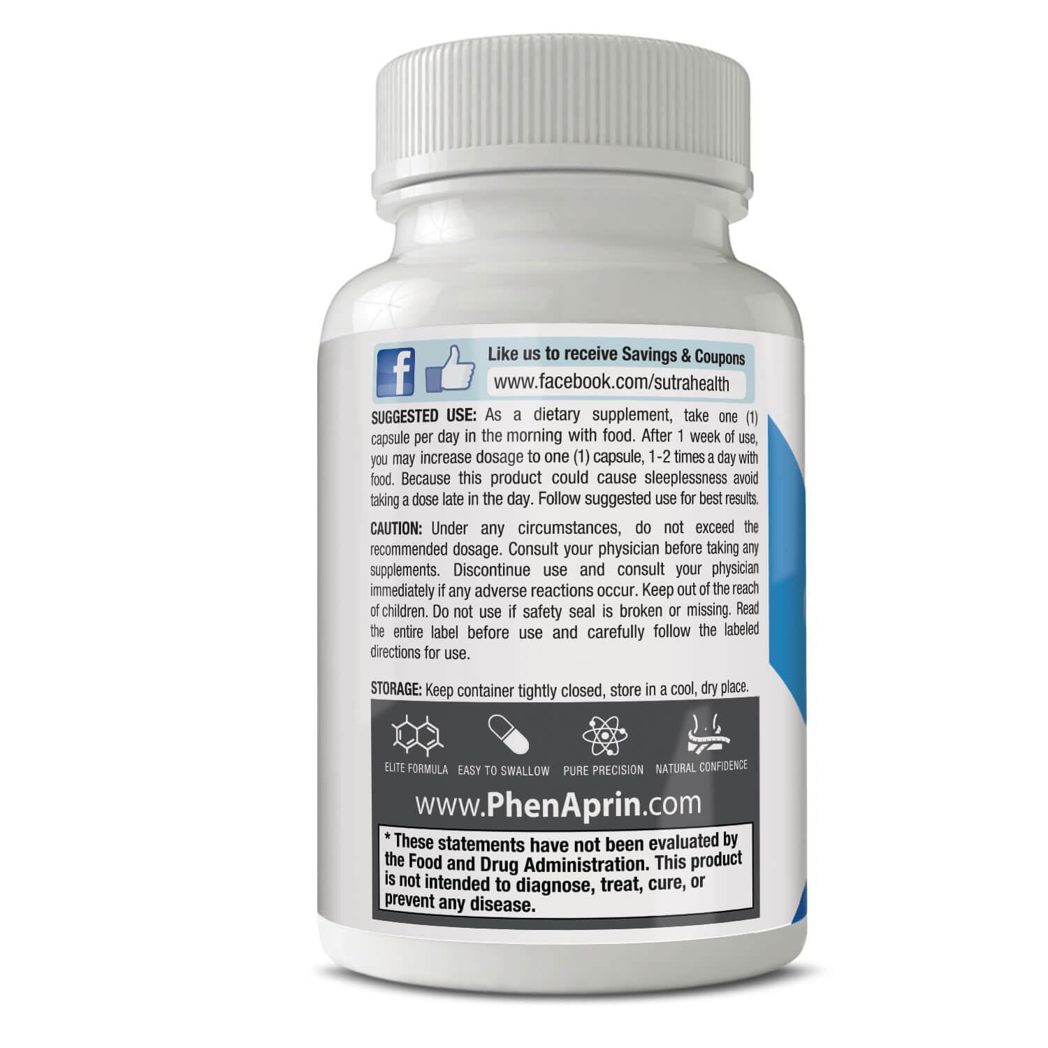 SutraHealth PhenAprin XR, empaque ecológico, diseño práctico para llevar.