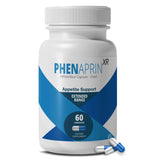 SutraHealth PhenAprin XR, botella vertiendo, ayuda a controlar el hambre durante el día.