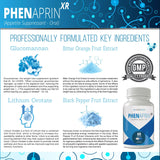 SutraHealth PhenAprin XR, envase claro, 60 cápsulas para un mes.