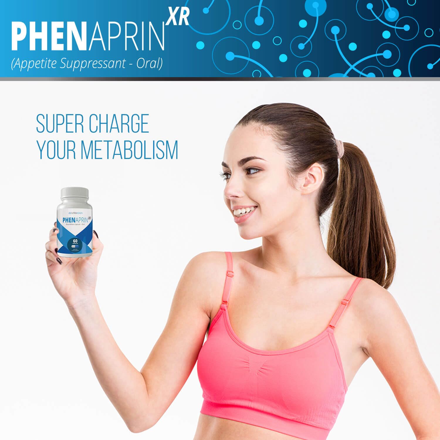 SutraHealth PhenAprin XR, tomar con agua, apoyo para controlar antojos.
