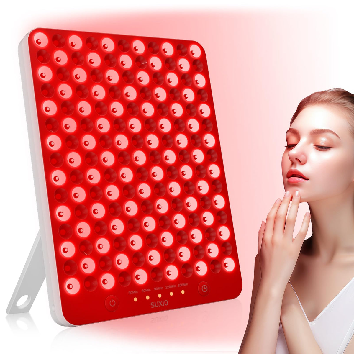 SUXIO lámpara de terapia luz roja 165 diodos para rostro y cuerpo, mejora vitalidad cutánea.
