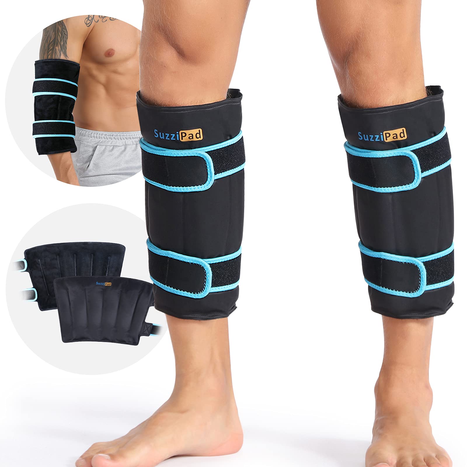 SuzziPad 360° envuelve la pierna para enfriamiento uniforme.