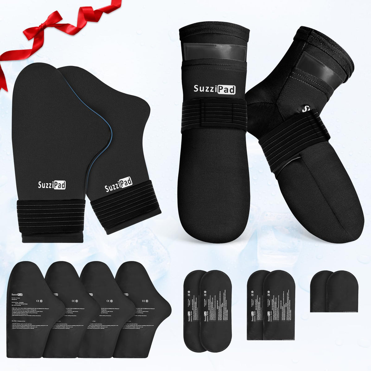 SuzziPad guantes fríos de doble capa con bolsillos para gel para enfriamiento de las manos.