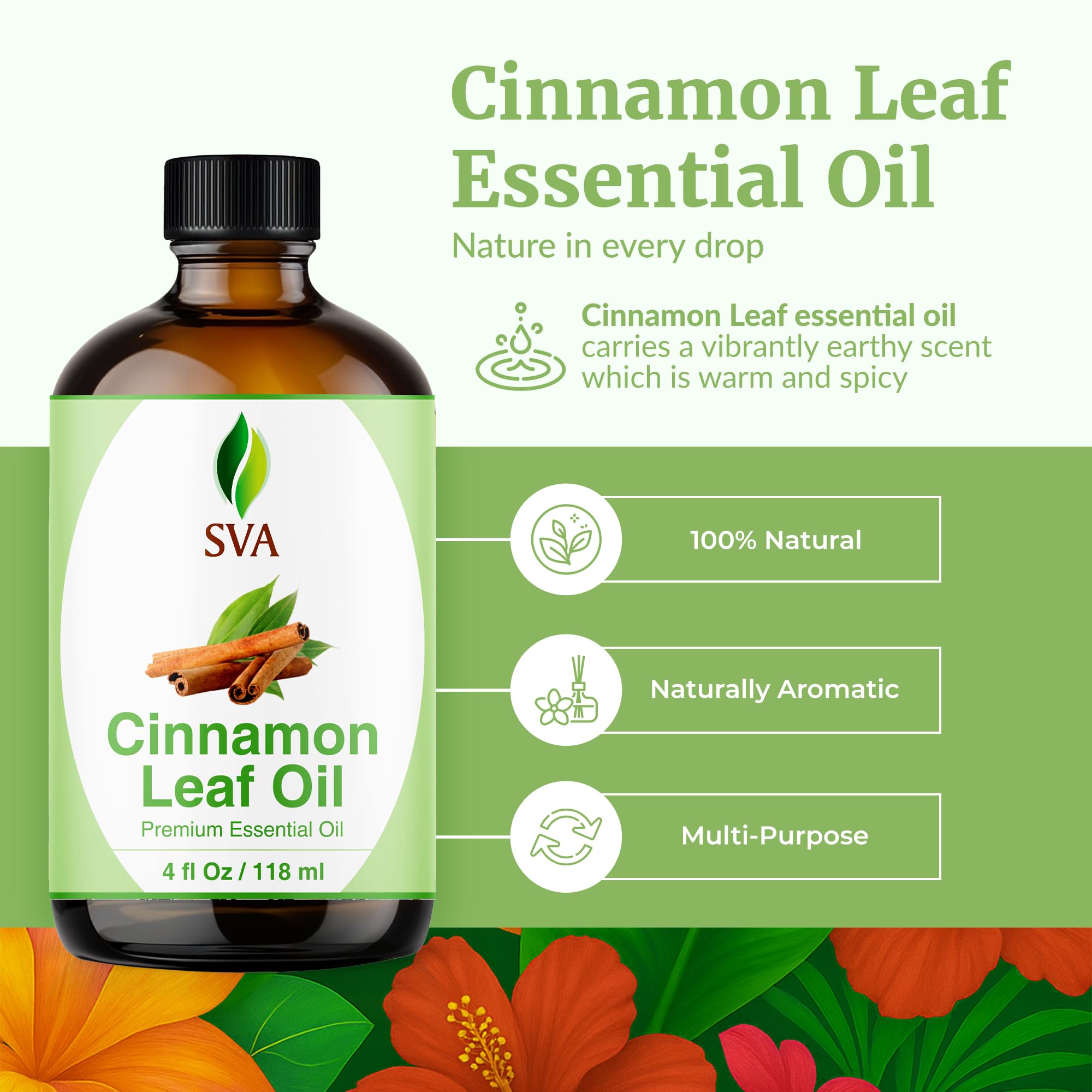 Difusor con SVA Aceite Hoja Canela para aroma cálido