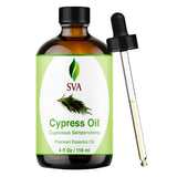Aceite Esencial de Ciprés SVA en botella con gotero para uso preciso y aromaterapia