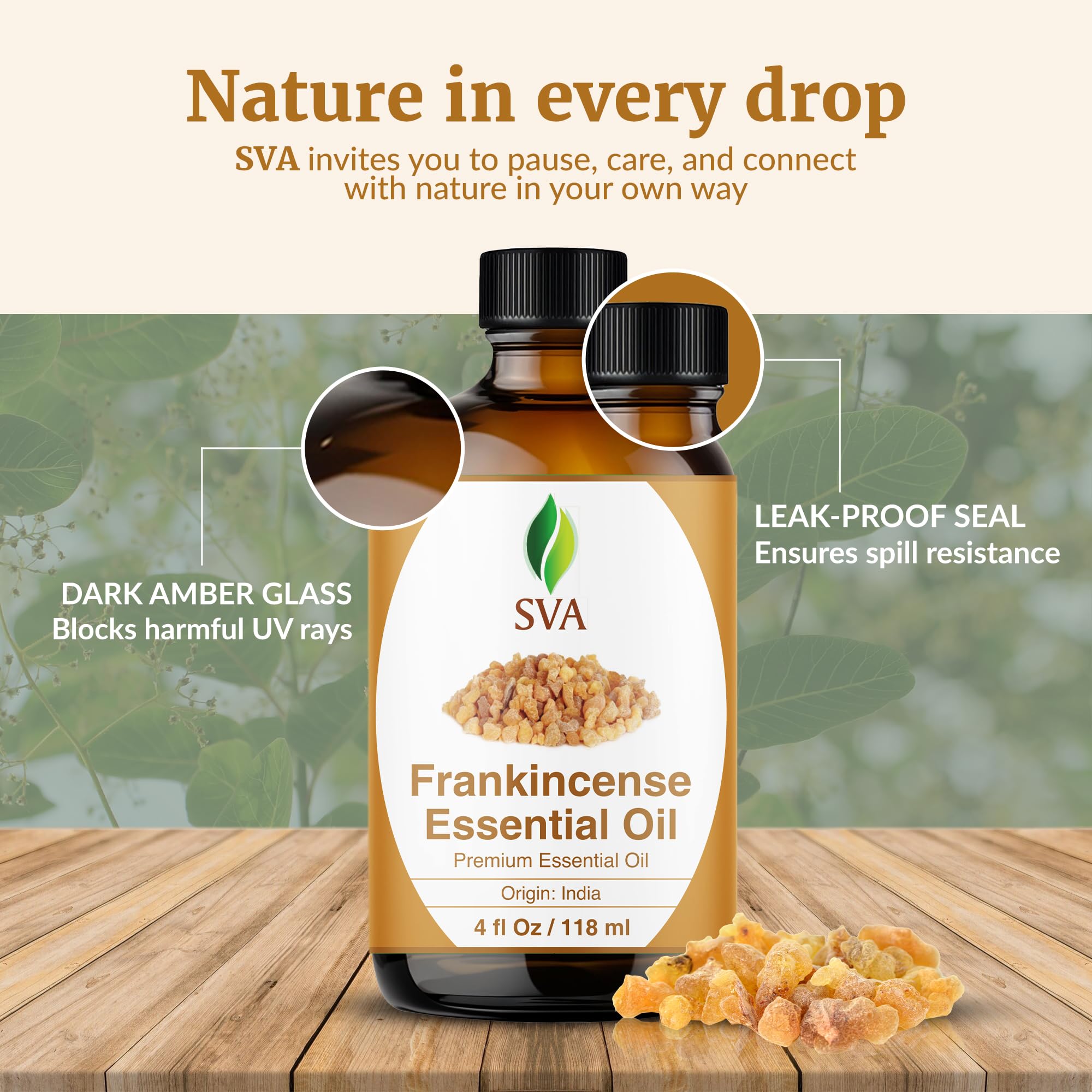 SVA ORGANICS frasco de 4oz de aceite de incienso natural