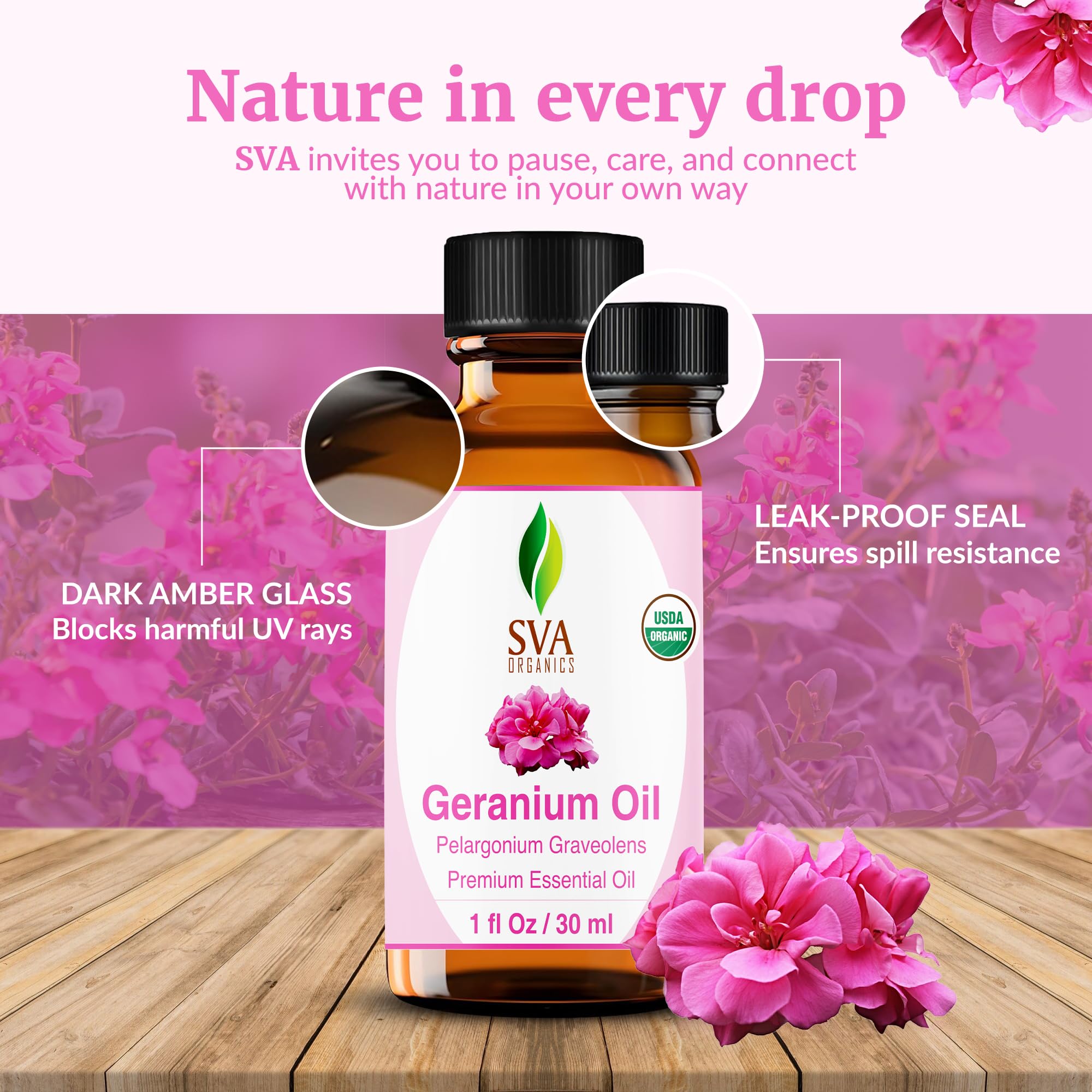 SVA Geranio Aceite Esencial: experiencia de baño relajante con unas gotas.