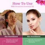 SVA Geranio Aceite Esencial: recomendado para masajes capilares tras diluir.