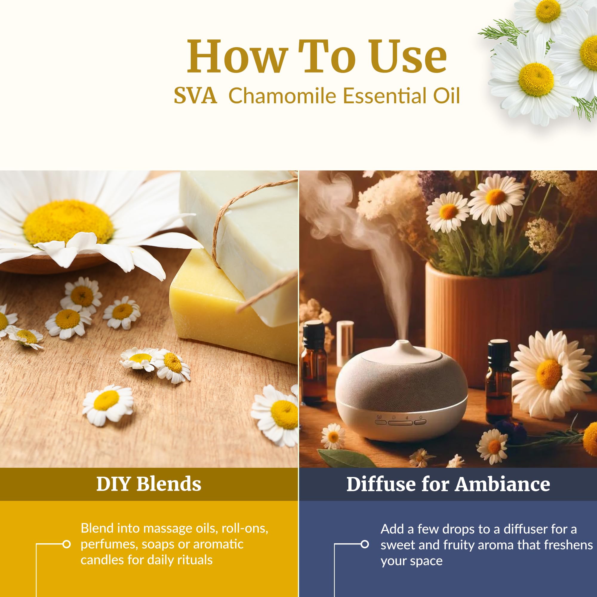 SVA ORGANICS difusor y aromaterapia con nota dulce de manzanilla