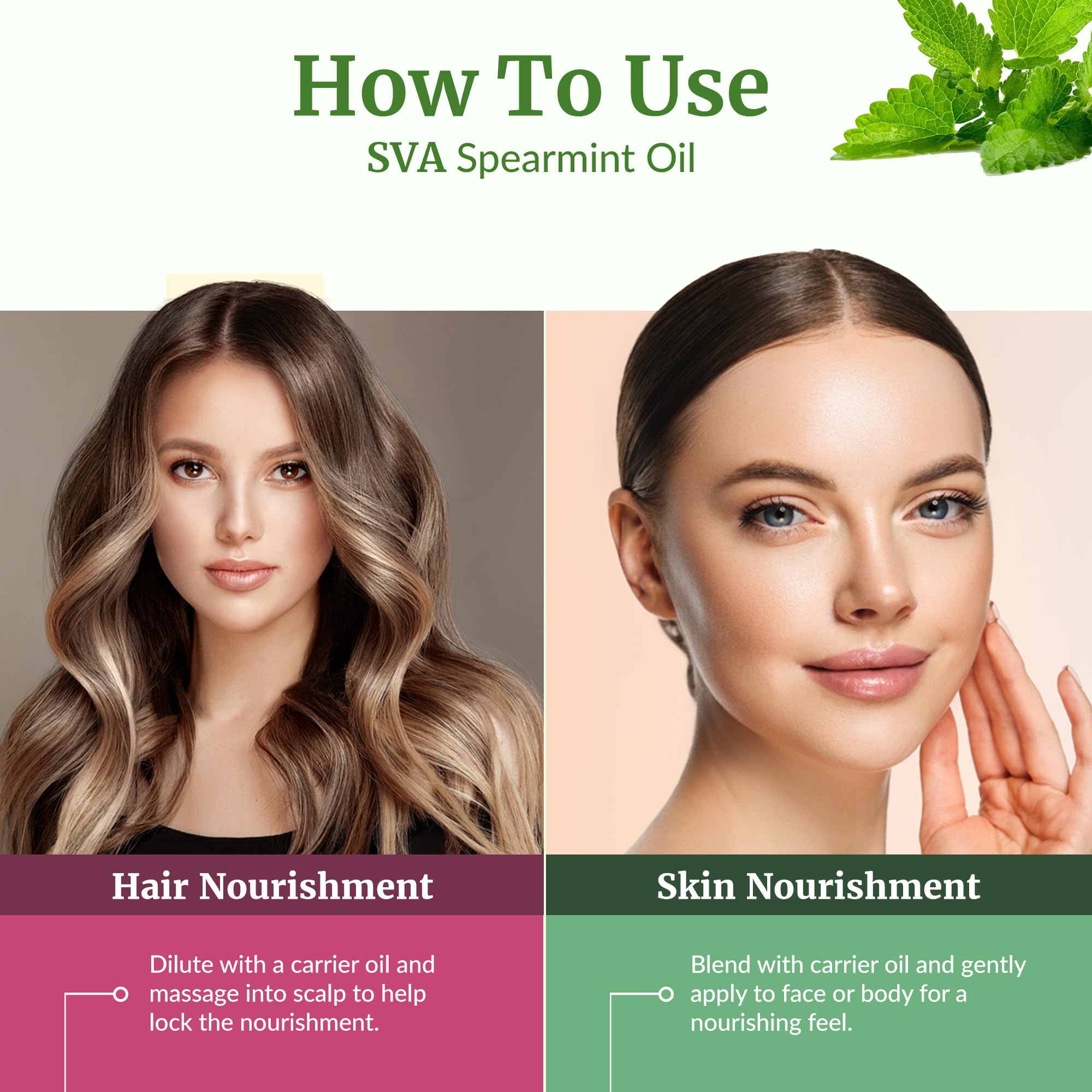 SVA Organics mezcla cosmética de menta verde para piel y cuerpo