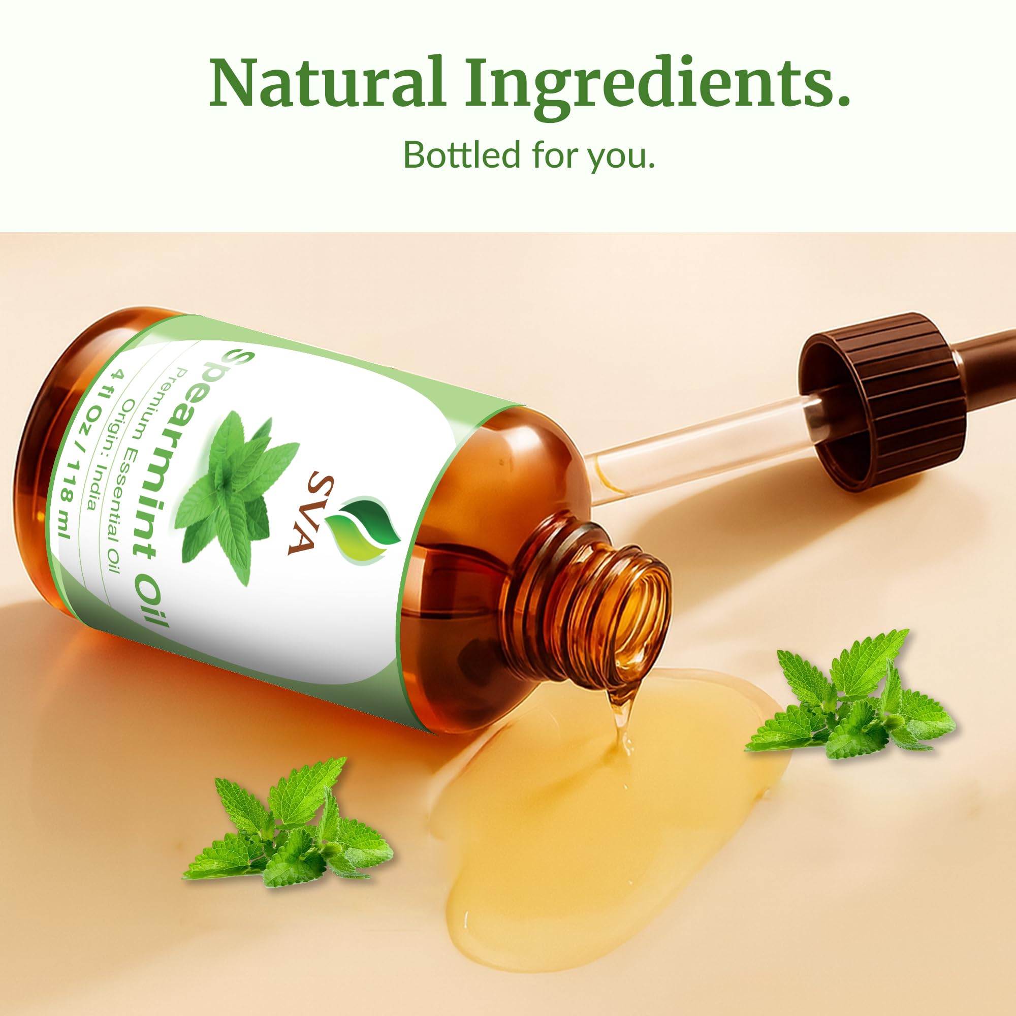 SVA Organics difusor con aceite de menta verde, aroma revitalizante