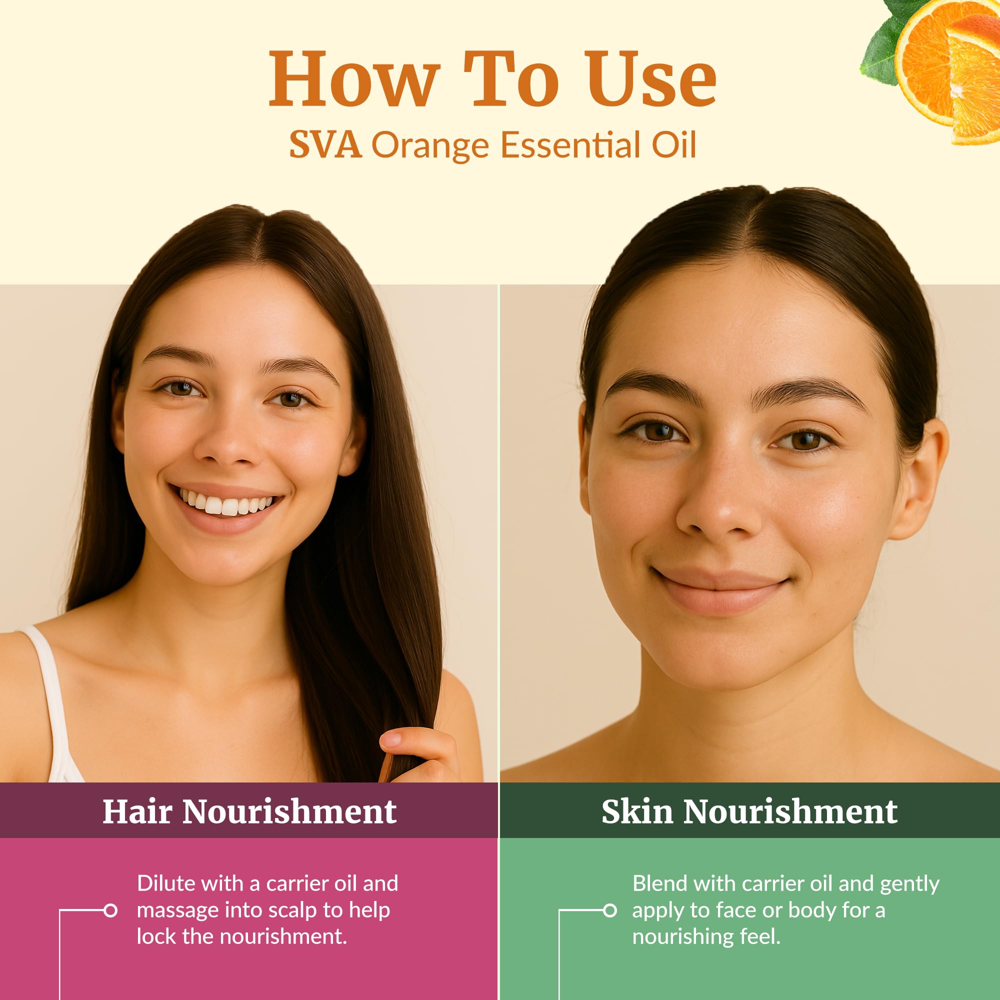 SVA ORGANICS Aceite naranja para cabello, masaje del cuero cabelludo.