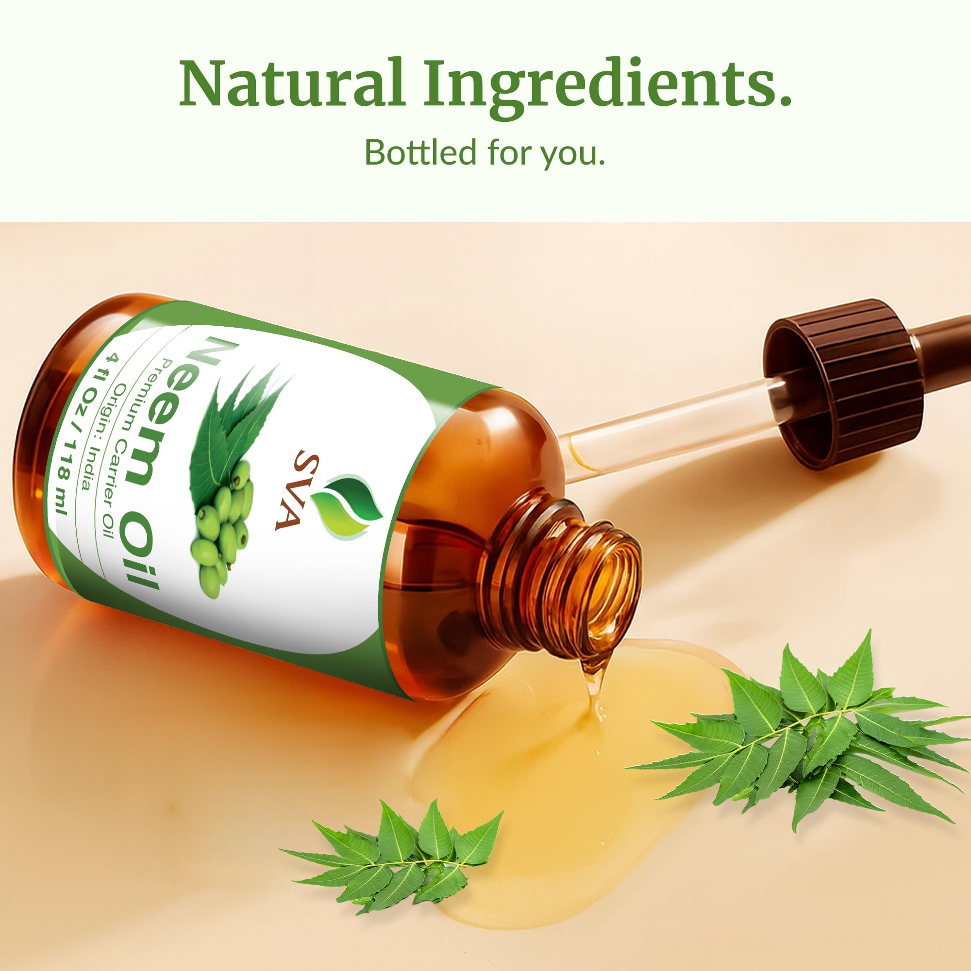SVA ORGANICS aceite de neem sin conservantes, opción natural para cuidado diario.