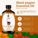 Aceite Pimienta Negra de SVA Organics para difusor, aroma cálido y estimulante