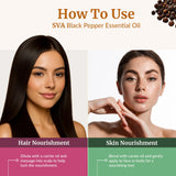 Aceite Pimienta Negra de SVA Organics para masaje corporal, diluido con portador